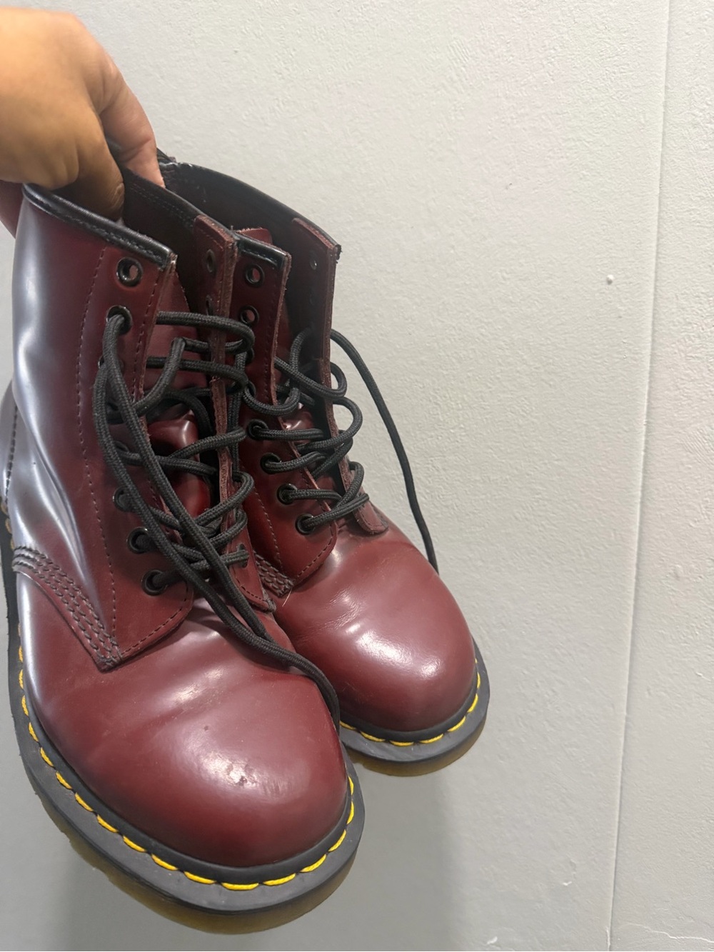 Dr. Martens Burgundy Lace-Up Platform Boots
